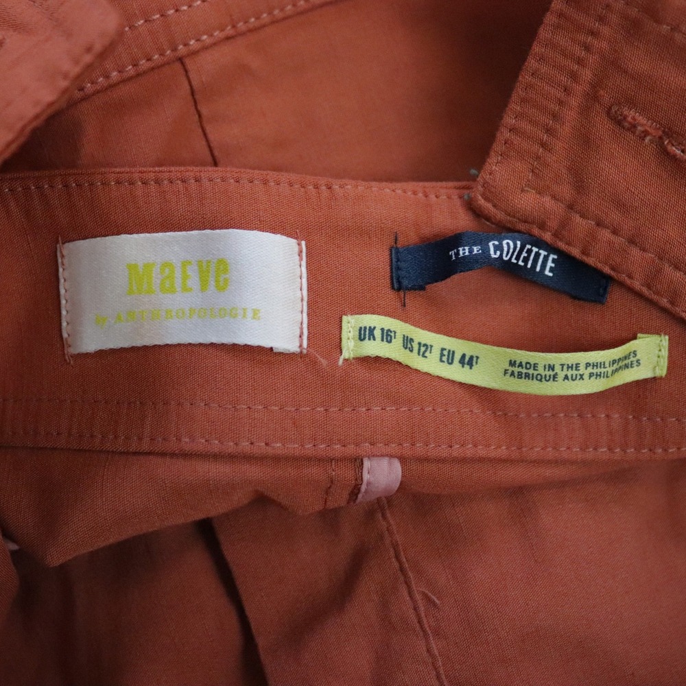 Anthropologie Maeve The Portside Jumpsuit 12 Tall Orange Collette Wide Leg - Picture 9 of 11